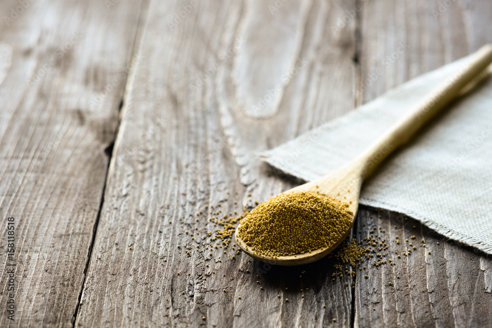 Wooden spoon with amaranth seeds Wooden spoon with amaranth seeds