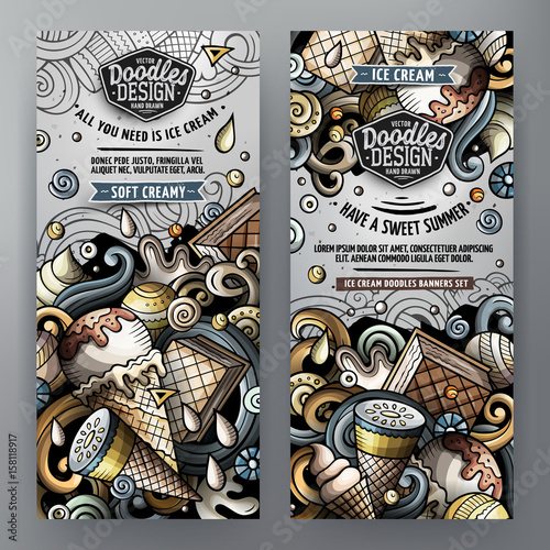 Cartoon vector doodles ice cream banners