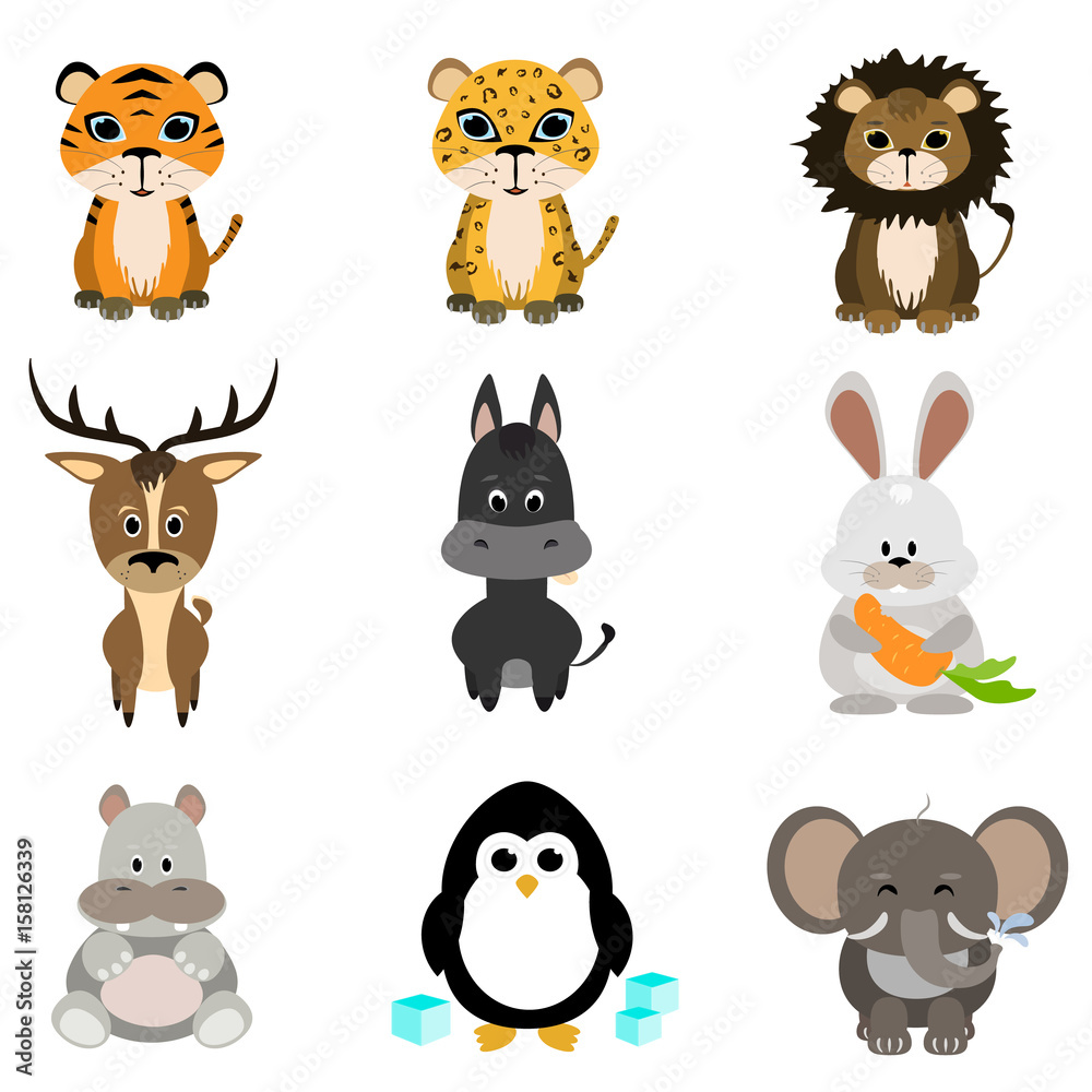 animals flat icons set animals flat icons set