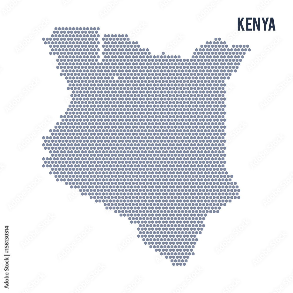 Vector hexagon map of Kenya on a white background