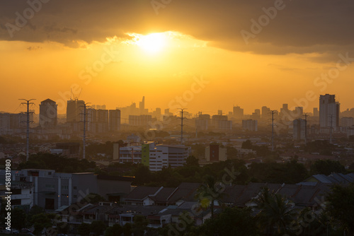 Photography View of downtown Kuala Lumpur during majestic sunset