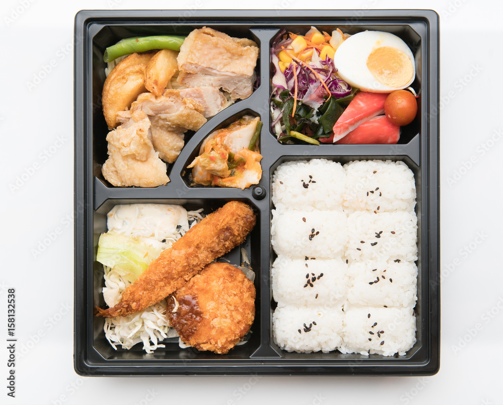 japanese cuisine. lunch box set on the background japanese cuisine. lunch box set on the background
