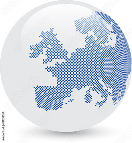 Blue and white abstract globe.