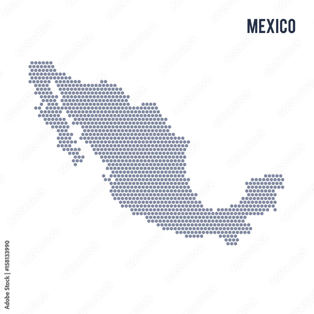 Vector hexagon map of Mexico on a white background