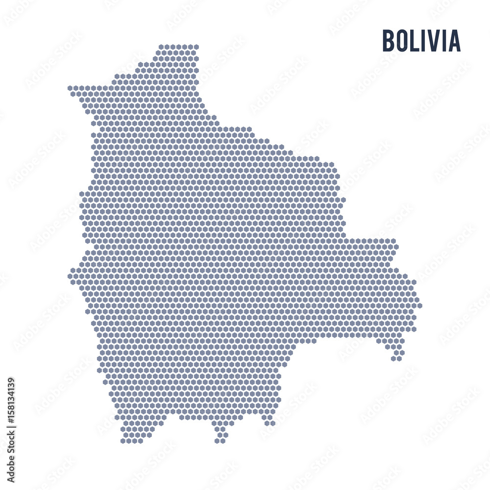 Vector hexagon map of Bolivia on a white background