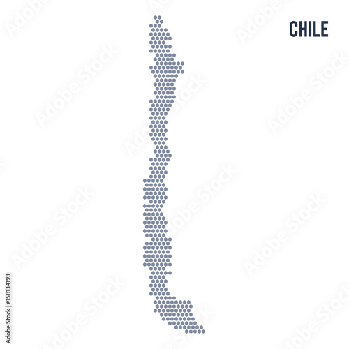 Vector hexagon map of Chile on a white background