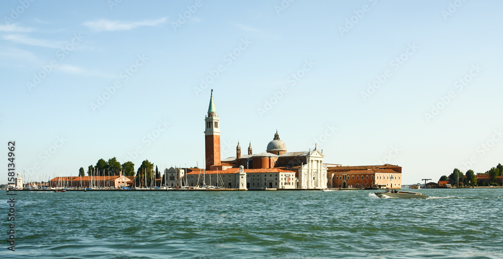 Panoramic view of San Giorgio Maggiore island, Venice, Veneto, Italy