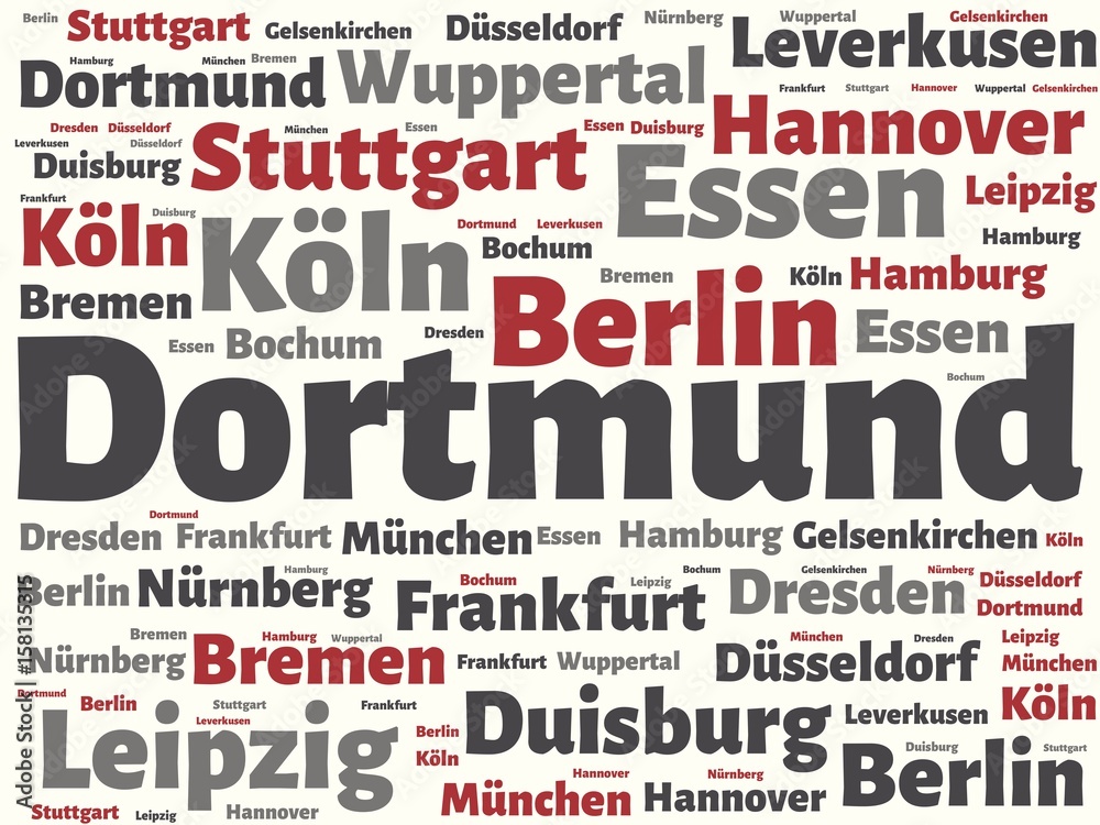 Dortmund - Bilder mit Wörtern aus dem Bereich Deutsche Städte, Wortwolke, Würfel, Buchstabe, Bild, Illustration Dortmund - Bilder mit Wörtern aus dem Bereich Deutsche Städte, Wortwolke, Würfel, Buchstabe, Bild, Illustration