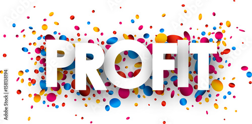 Profit paper card with confetti.