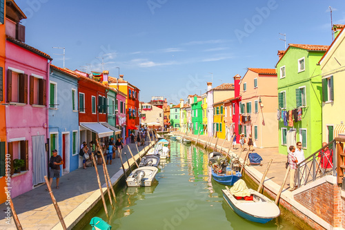 VENICE, ITALY - AUGUST 14,2011 : Colorful houses on Burano island, Venice Italy. © farbregas1987
