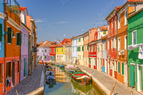 VENICE, ITALY - AUGUST 14,2011 : Colorful houses on Burano island, Venice Italy. © farbregas1987