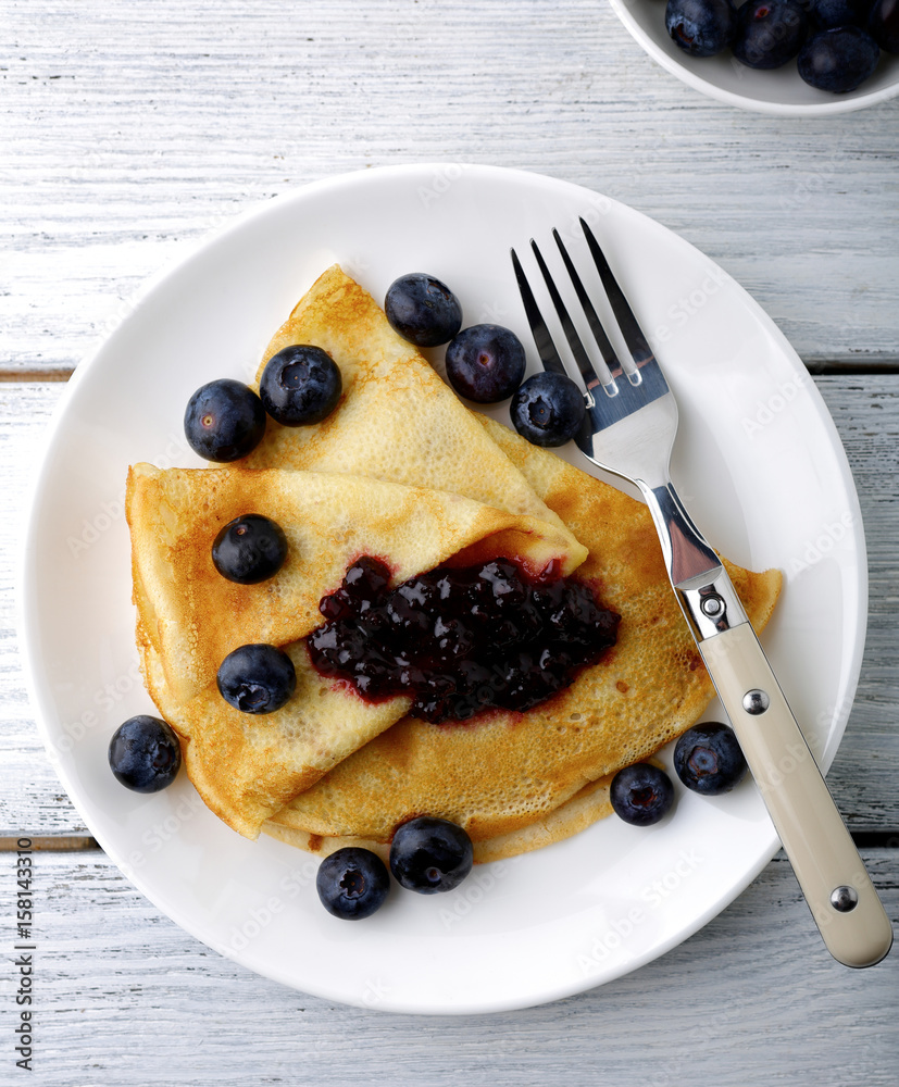 Delicious pancakes with sweet jam Delicious pancakes with sweet jam