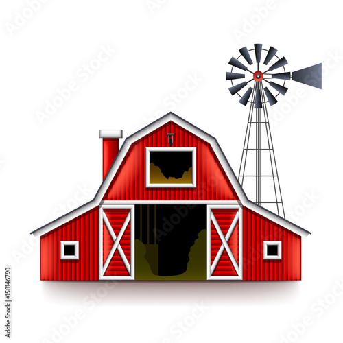 Traditional american red farm house isolated vector