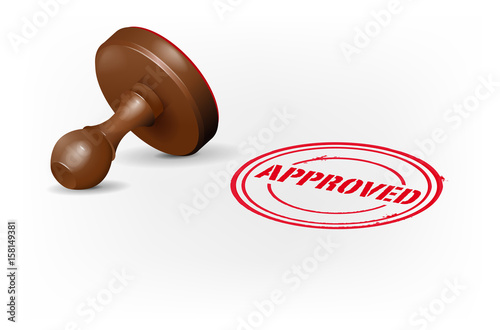 Stamp on white background and red APPROVED print