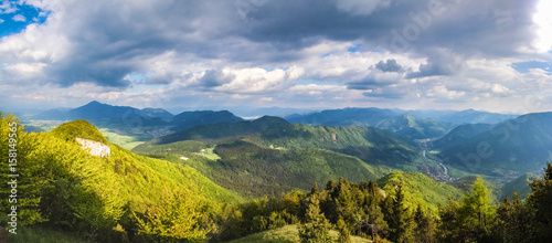Panorama of amazing spring mountainous landscape