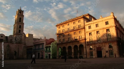 Dawn view of the Basílica San Francisco de Asis in Longa del Comercio, Havana Cuba photo