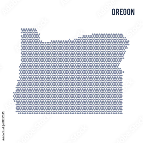 Vector hexagon map of State of Oregon on a white background