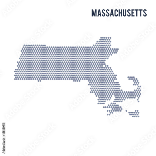Vector hexagon map of State of Massachusetts on a white background