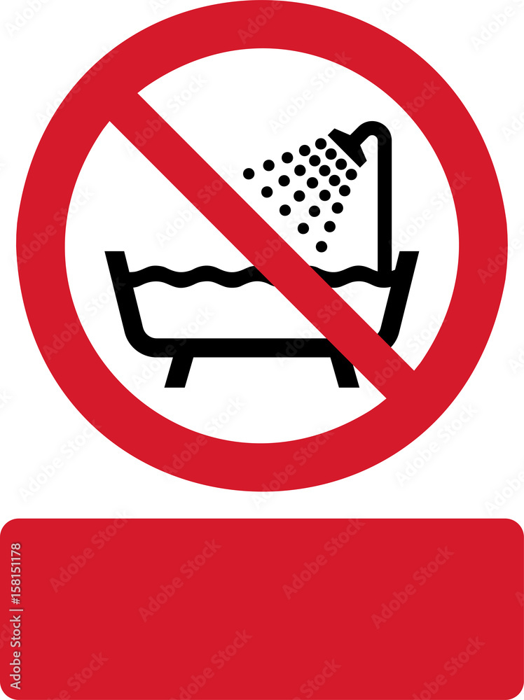 ISO 7010 P026 Do not use this device in a bathtub, shower or water
