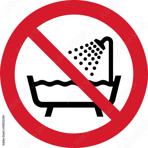 ISO 7010 P026 Do not use this device in a bathtub, shower or water-filled reservoir
