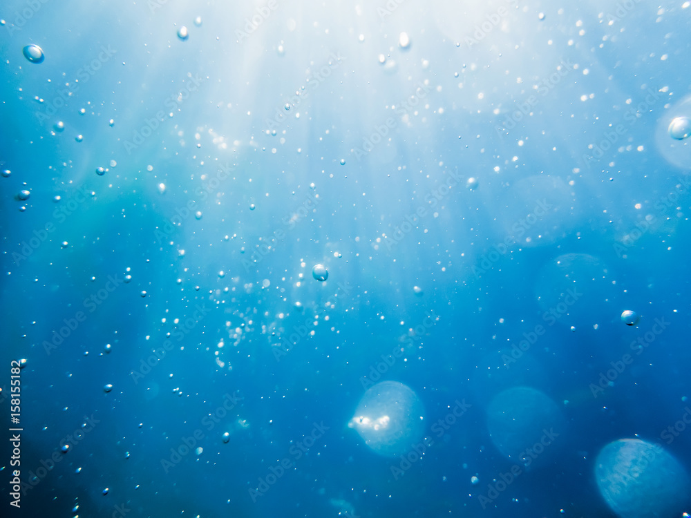 Water Rays Texture Bubbles underwater in sea and sun rays. Water texture in ocean Stock ...