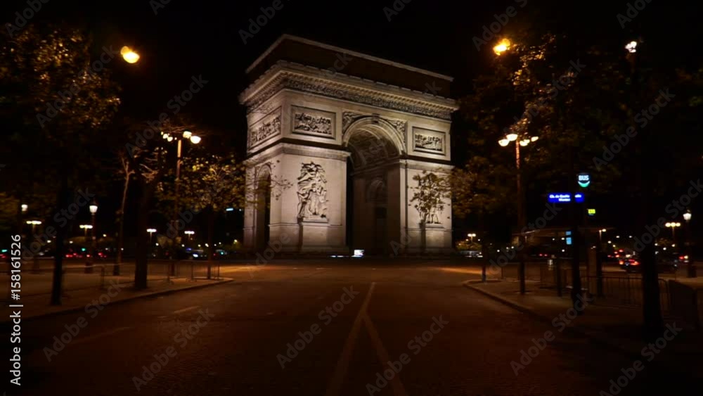 Video of iconic Arc de Triomphe, Champs Elysees, Paris, France