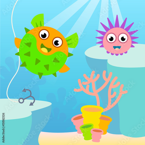 Fun little cute fishes urchins.
