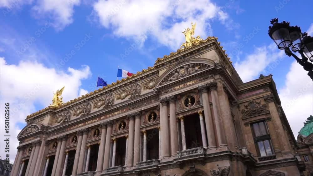 Video of iconic Palais Garnier, Opera house on a spring morning, Paris, France Video of iconic Palais Garnier, Opera house on a spring morning, Paris, France
