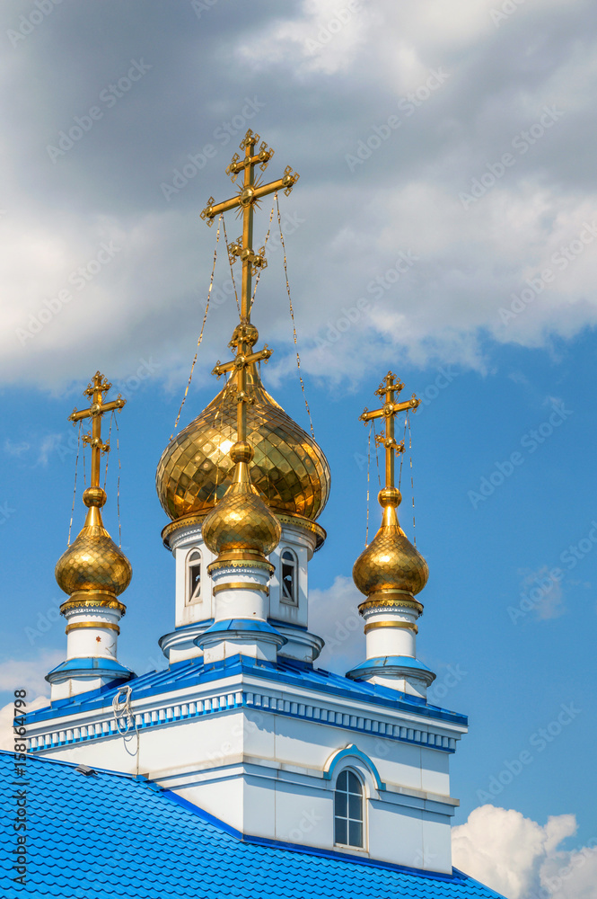 Beautiful Orthodox church against blue sky