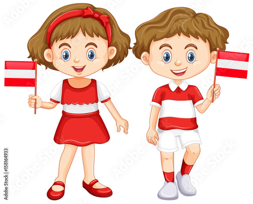 Boy and girl with Austria flag