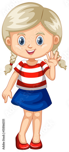 Cute girl waving hand