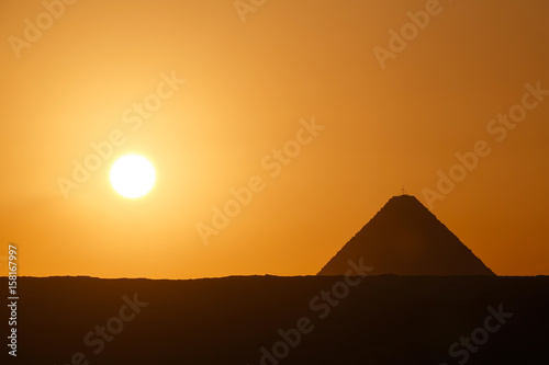 landscape with sun rising at Great Pyramid of Giza © romantiche