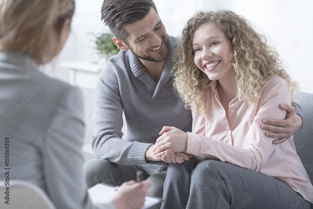 Happy couple during therapy Happy couple during therapy