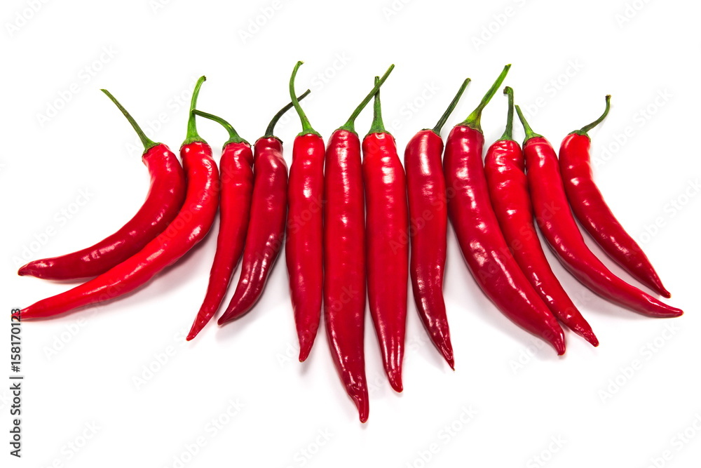 Red hot chilli peppers isolated on white Red hot chilli peppers isolated on white