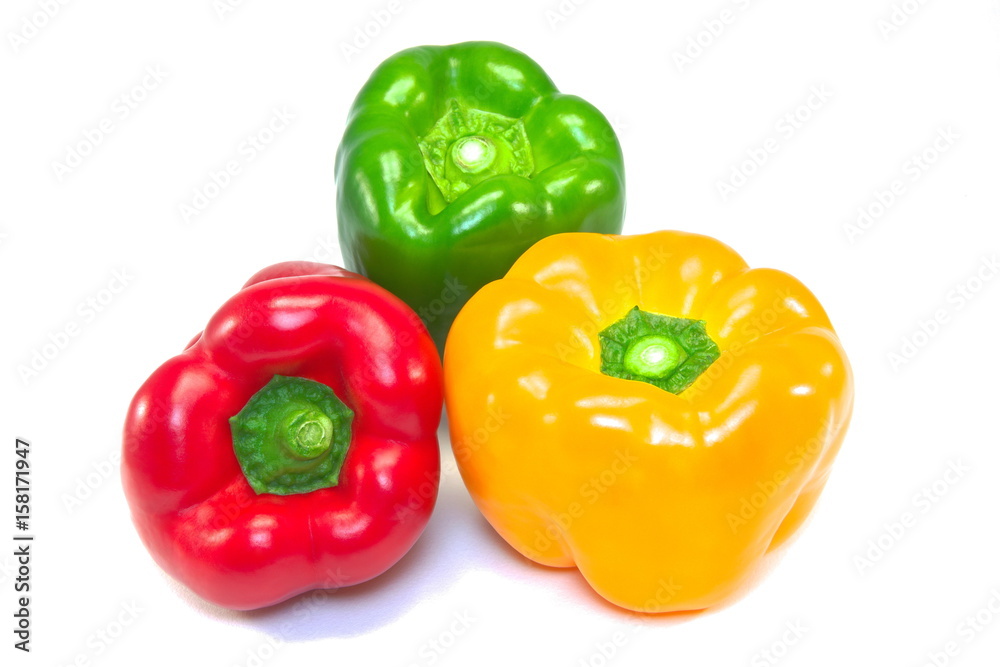 Fresh bell peppers isolated on white background Fresh bell peppers isolated on white background