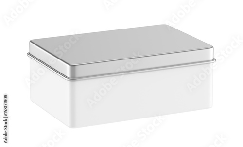 Metal box isolated on a white background, 3D rendering