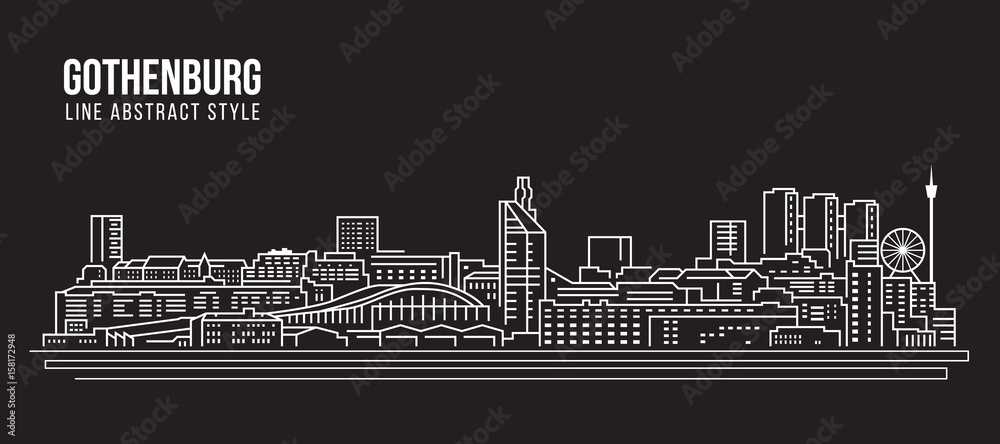 Cityscape Building Line art Vector Illustration design - Gothenburg city