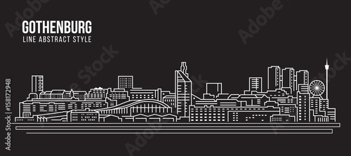 Cityscape Building Line art Vector Illustration design - Gothenburg city