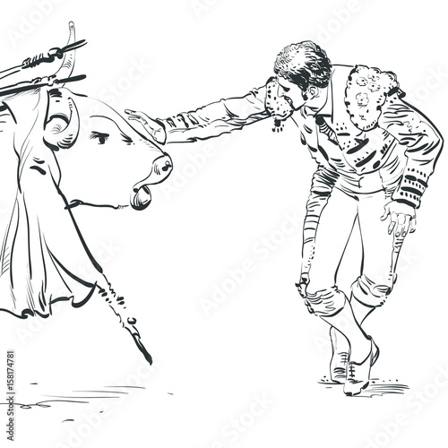 Illustration of a bull and a matador