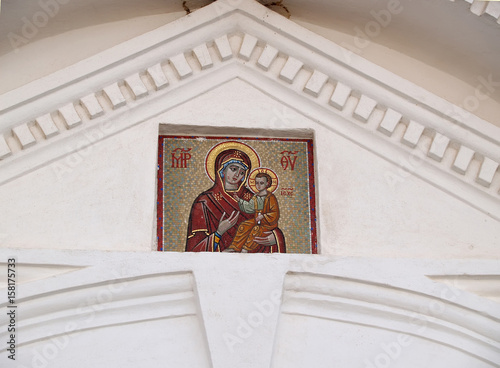 Mosaic icon of the Mother of God  Zhivonosny a source  in Valaam s monastery photo