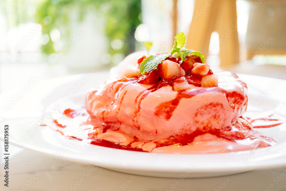 Sweet pancake dessert with strawberry Sweet pancake dessert with strawberry