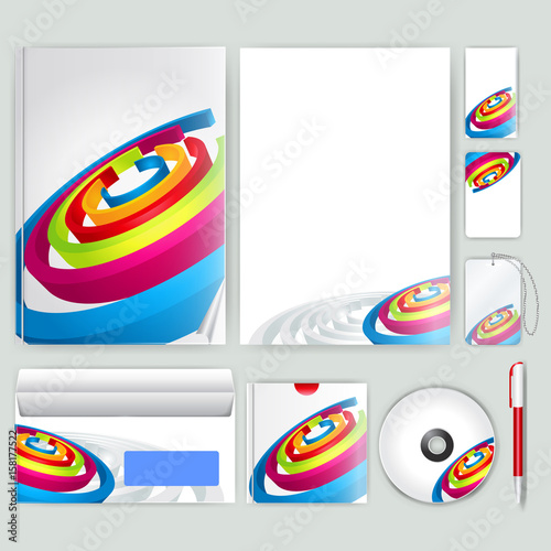 Corporate identity template with color elements. Vector company business style for brandbook, report and guideline. Stationery template with abstract pattern theme illustration.