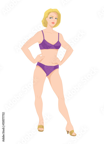 vector illustration of blonde girls in lace underwear on white background