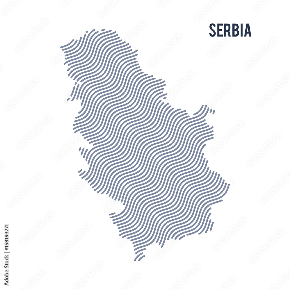 Vector abstract wave map of Serbia isolated on a white background.