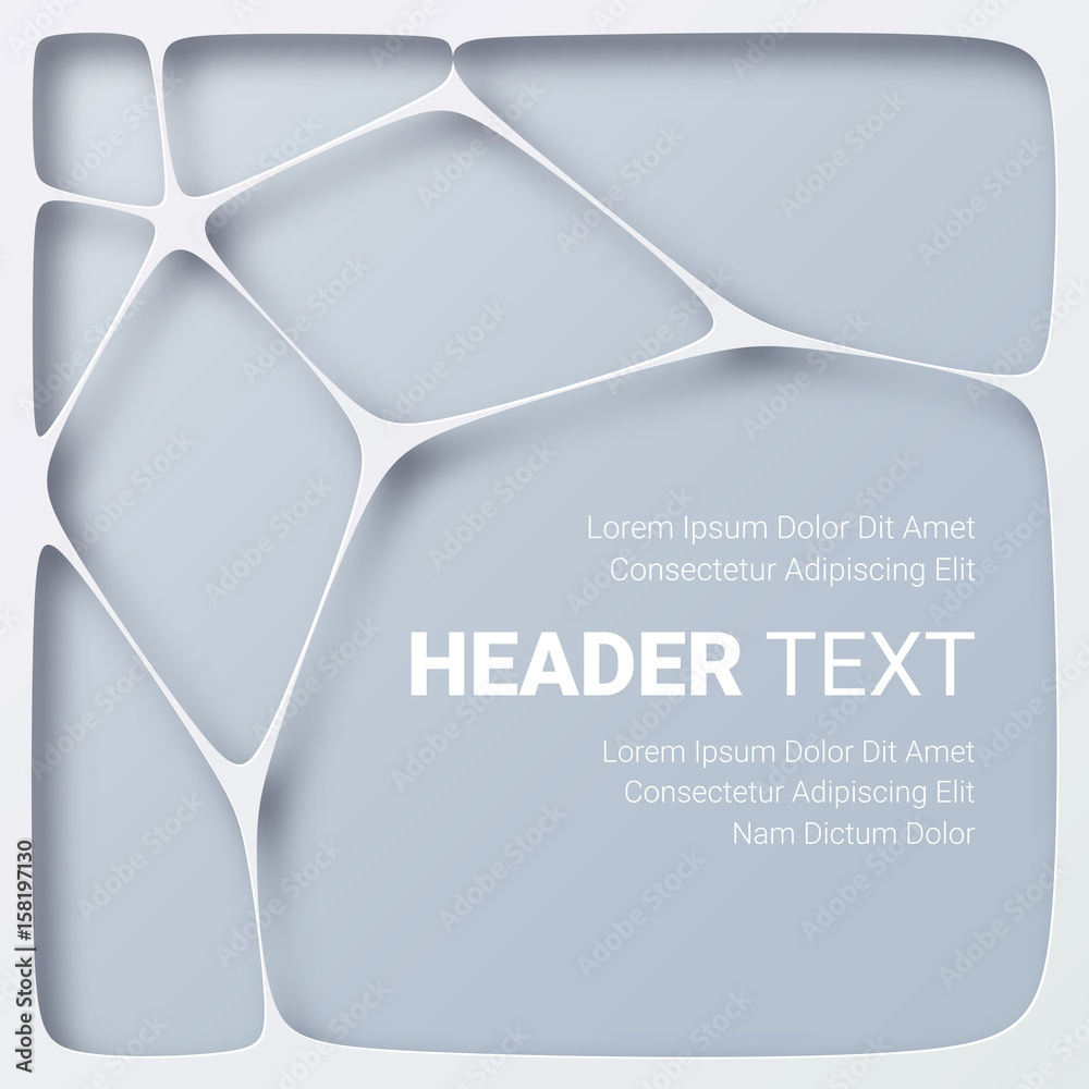 Paper art. 3D abstract white and gray background with cut out shapes ...