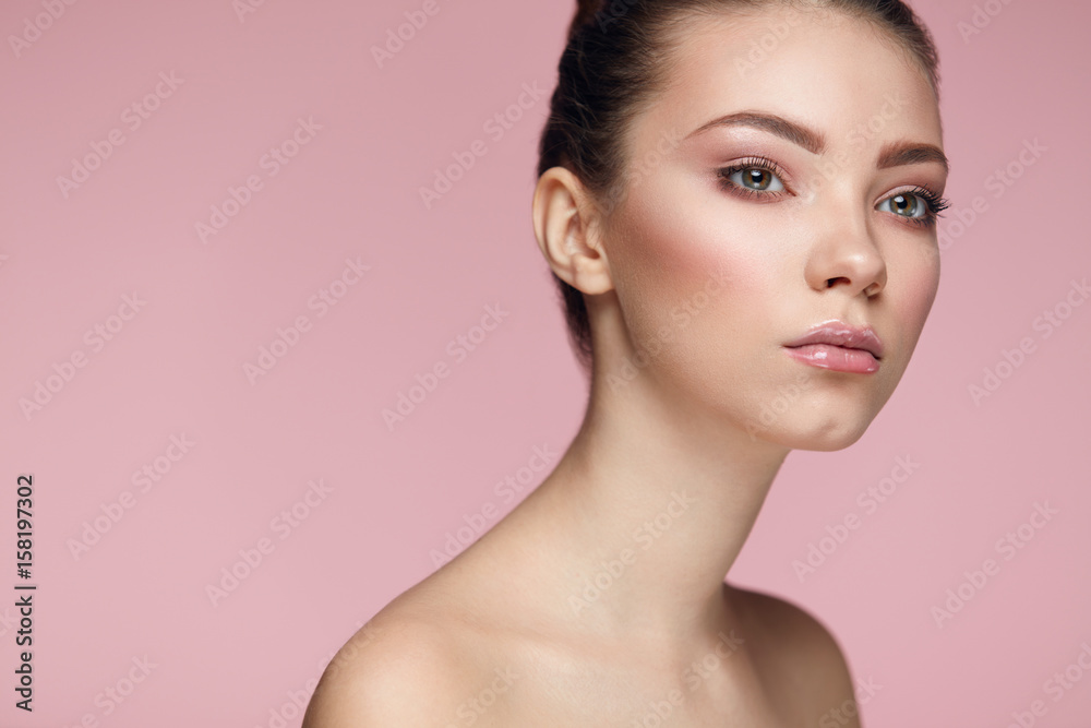 Beauty Face Cosmetics. Girl With Smooth Skin And Fresh Makeup Beauty Face Cosmetics. Girl With Smooth Skin And Fresh Makeup