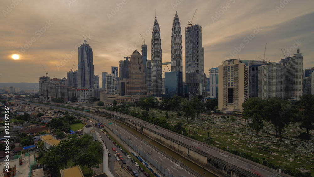Scenery on sunrise at Kuala Lumpur city, Malaysia