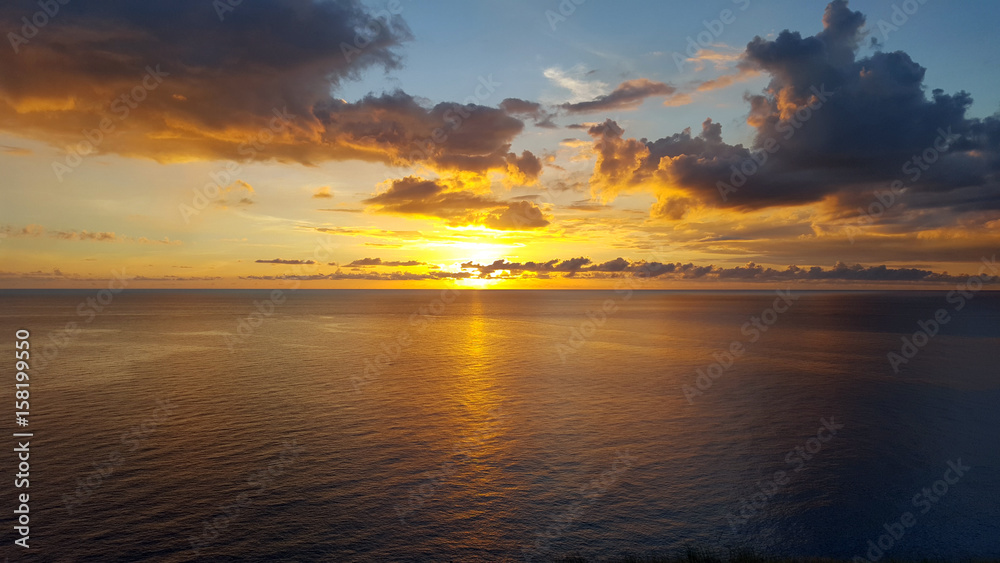 Coucher de soleil dans les Caraïbes en Martinique à Bellefontaine