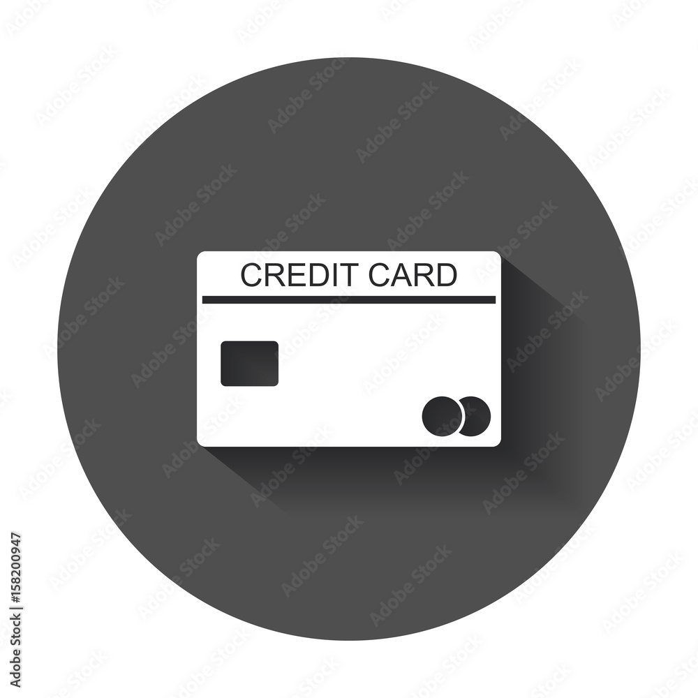 Credit card icon. Banking card vector illustration in flat style with long shadow. Credit card icon. Banking card vector illustration in flat style with long shadow.