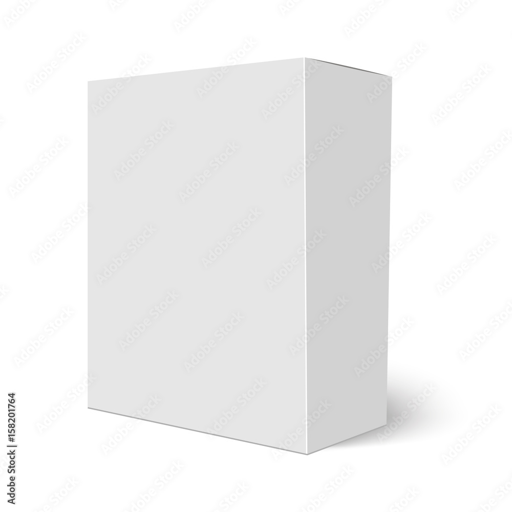 Blank vertical paper box template standing on white background. Vector illustration.
Blank vertical paper box template standing on white background. Vector illustration.